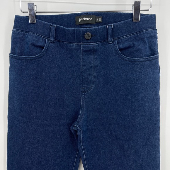 Beta Brand Size Medium Dark Wash Pull On Stretch Elastic Waist Straight Leg Jean - Picture 2 of 9